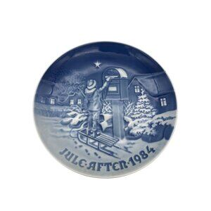 B&G Copenhagen 1984 Christmas Plate Copenhagen Christmas Denmark 7" Blue White